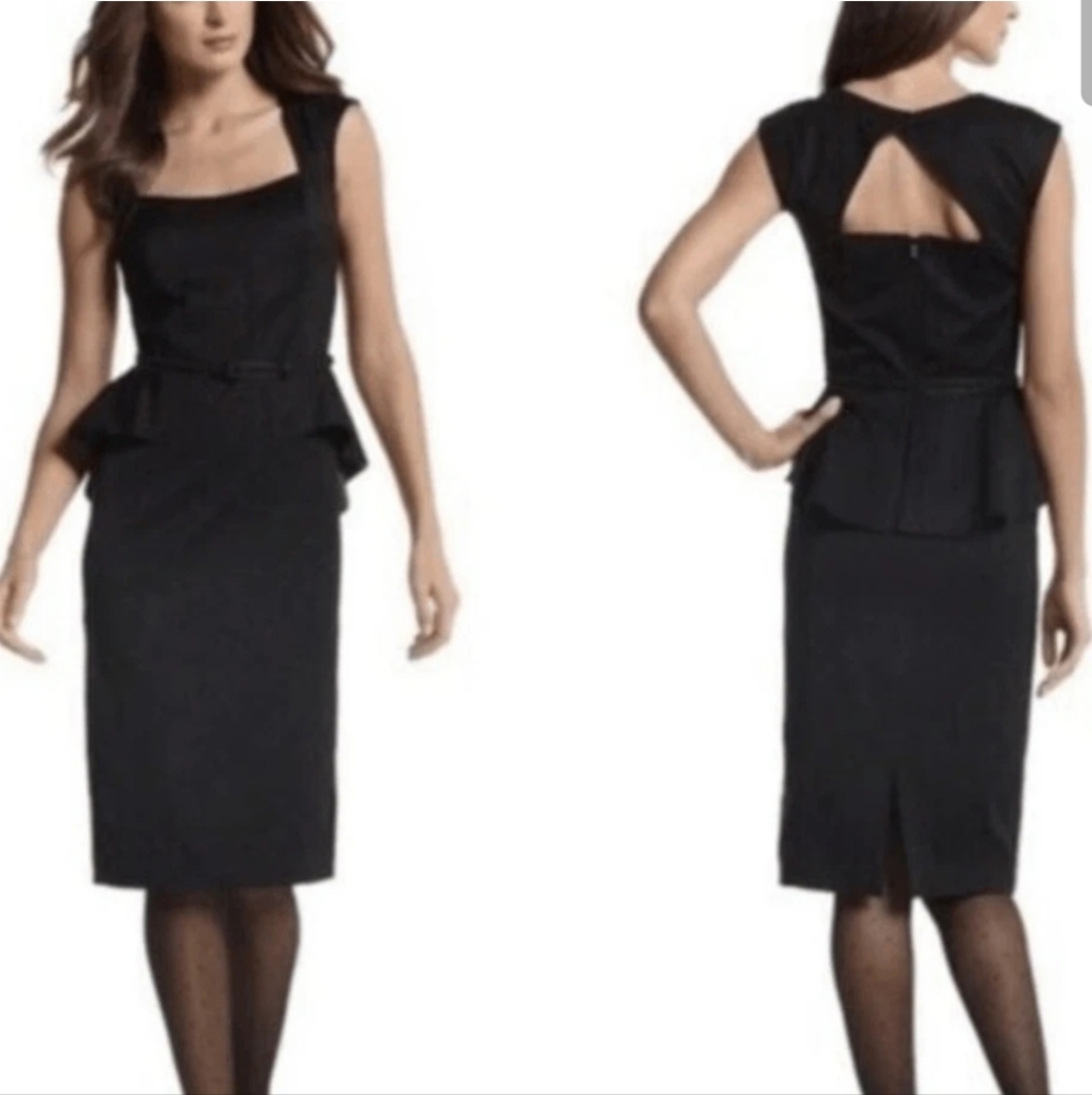 Black House White Market Black Peplum Sheath Dress Size 2 Elegant‎ Sleeveless